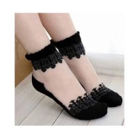 İpek Dantelli Parfümlü Soket Çorap ( siyah)